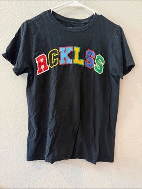Young & Reckless Black Tee with Multicolor RCKLSS Logo